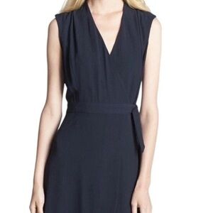 Theory Blue Wrap Front Blouse size Medium